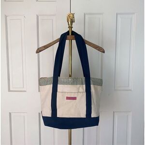 Vineyard Vines Navy Blue Green Canvas Tote Bag